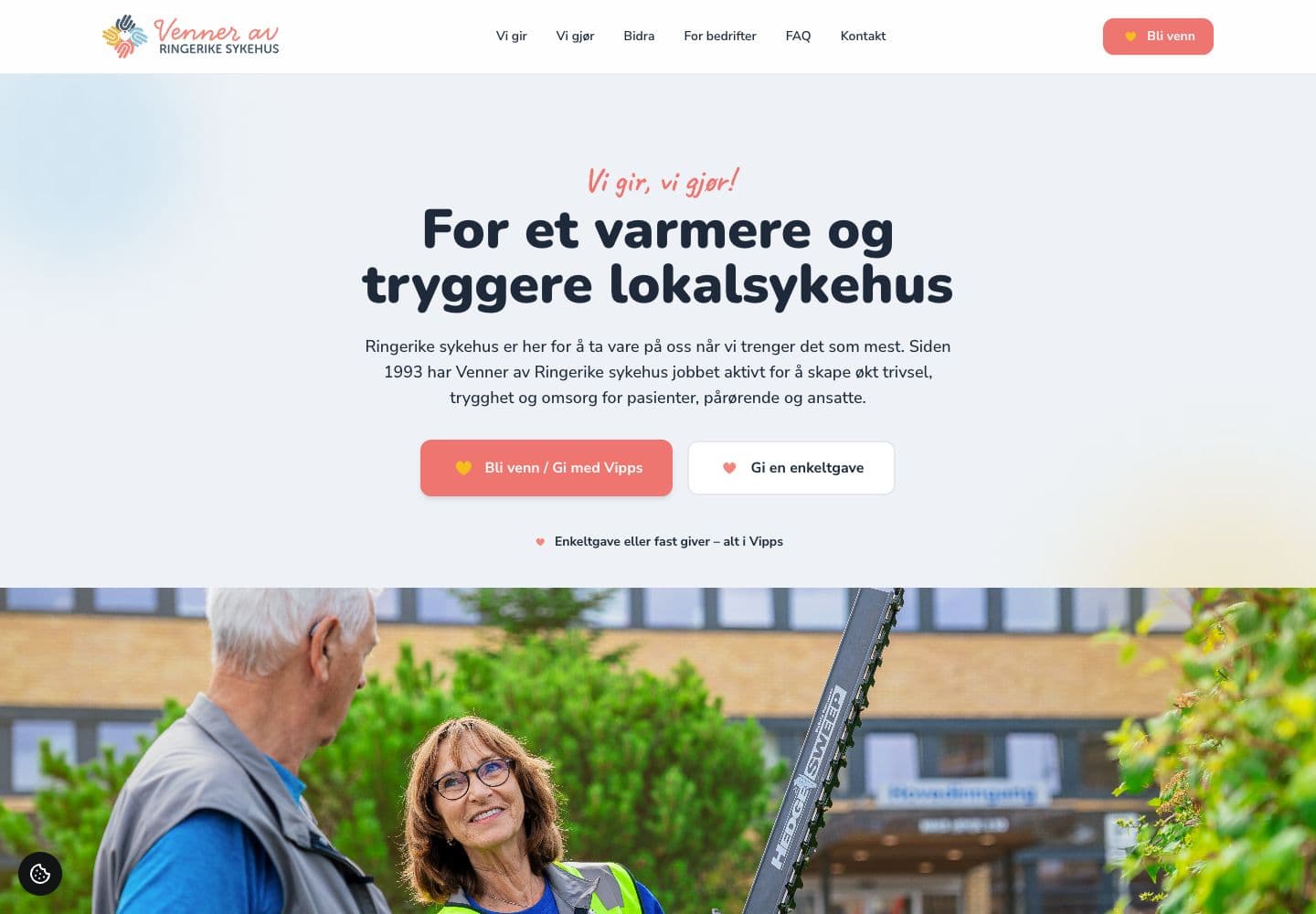 Den leverte nettsiden til Venner av Ringerike Sykehus